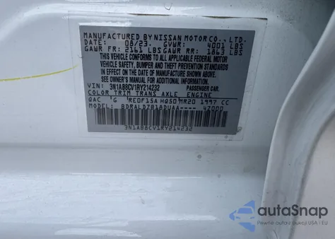 2024 Nissan Sentra Sv Xtronic Cvt from USA, damaged, VIN 3N1AB8CV1RY214232